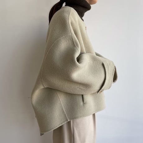 【nokcha original】HAND MADE 4way over half coat/beige_no0242