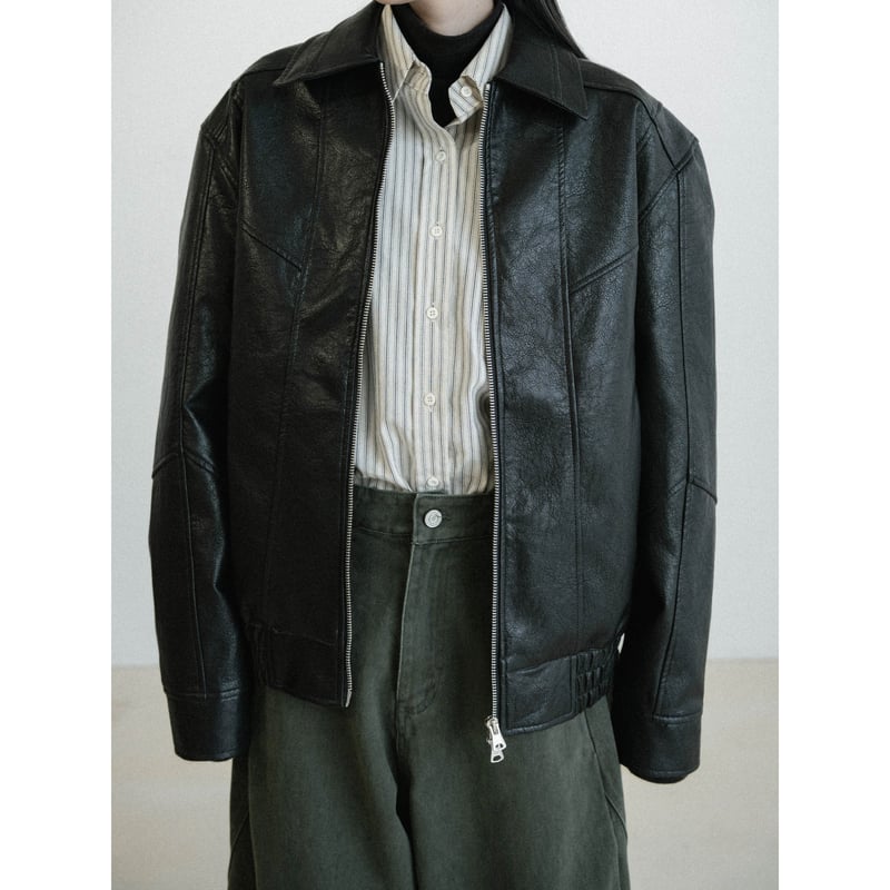 予約販売》accent fake leather jacket(unisex)_no0503