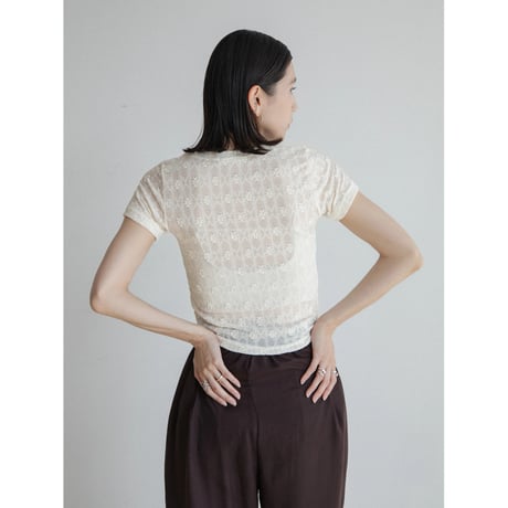 《予約販売》flower accent sheer tee/2colors_nt2318