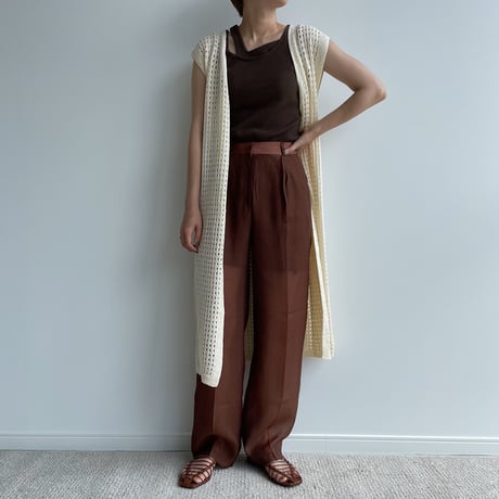 【nokcha original】quality sheer pants/brown_np0415