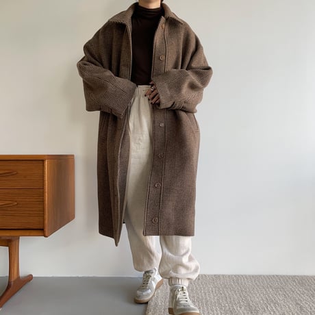 【nokcha original】hounds tooth check coat/brown_no0175