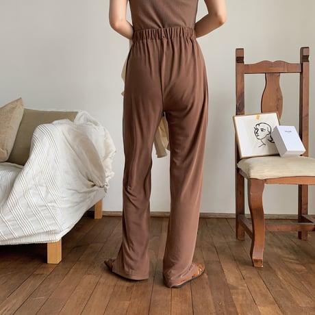【nokcha original】material lady pants/brown_np0244