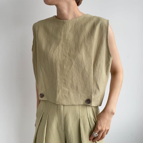 【nokcha original】2way linen vest/pistacchio_nt0967