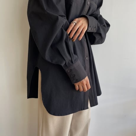 【nokcha original】jacquard round shirt/black_nb0091