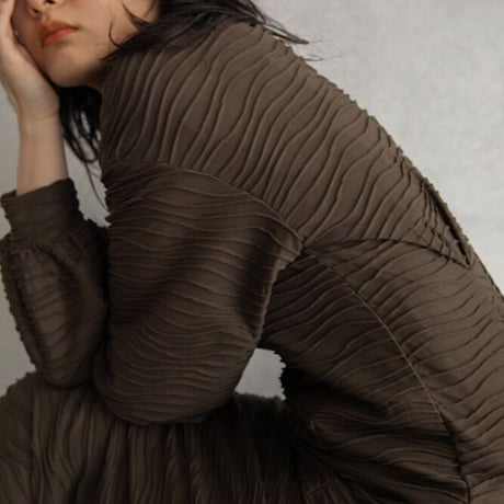 【nokcha original】volume long dress/brown_nd0119