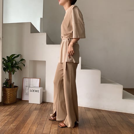 【nokcha original】thermal knit bustier/ beige_nt0455