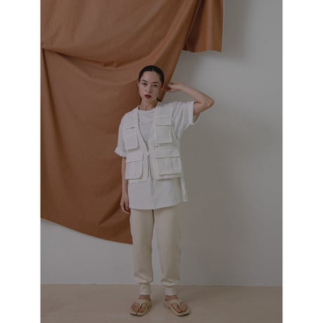 - AUTHENTIC series - mannish twill vest/white_an0007