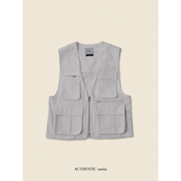 - AUTHENTIC series - mannish twill vest/white_an0007