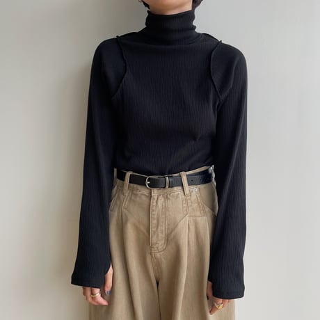 【nokcha original】accent jacquard high neck tops/ 3colors_nt1881