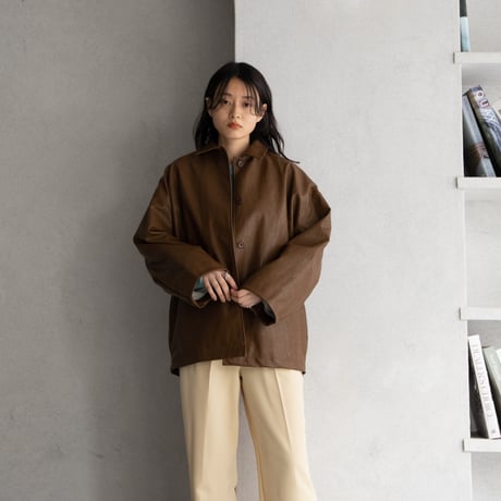 【nokcha original】eco leather over jacket/brown_no0196