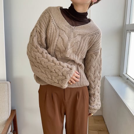 《予約販売》detail cable knit/2colors_nt0783
