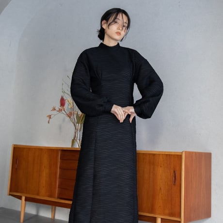 【nokcha original】volume long dress/black_nd0120