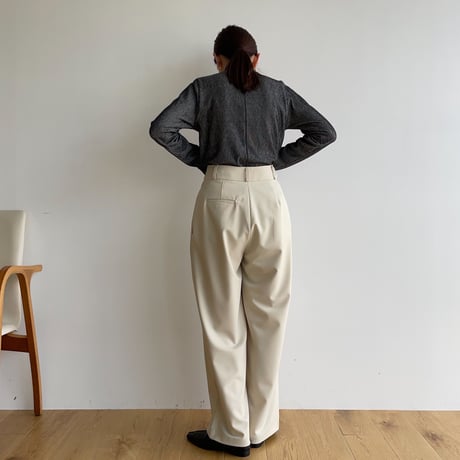 【nokcha original】three tuck wide pants/ivory_np0766