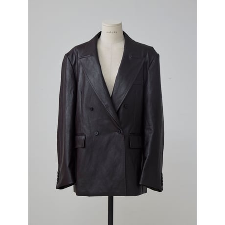- AUTHENTIC series - double breasted fake leather jacket/deep brown_an0056