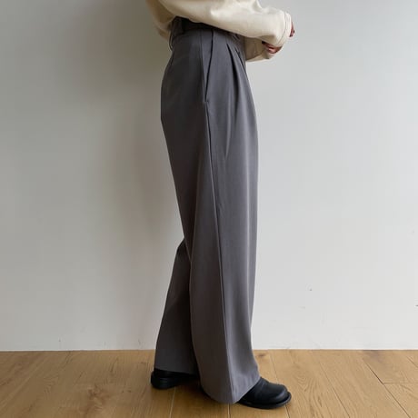 【nokcha original】three tuck wide pants/charcoal gray_np0767
