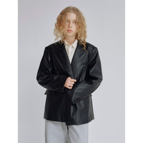 - AUTHENTIC series - double breasted fake leather jacket/black_an0057