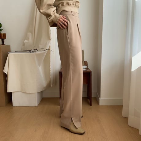 【nokcha original】slit long slacks pants/2colors_np0146
