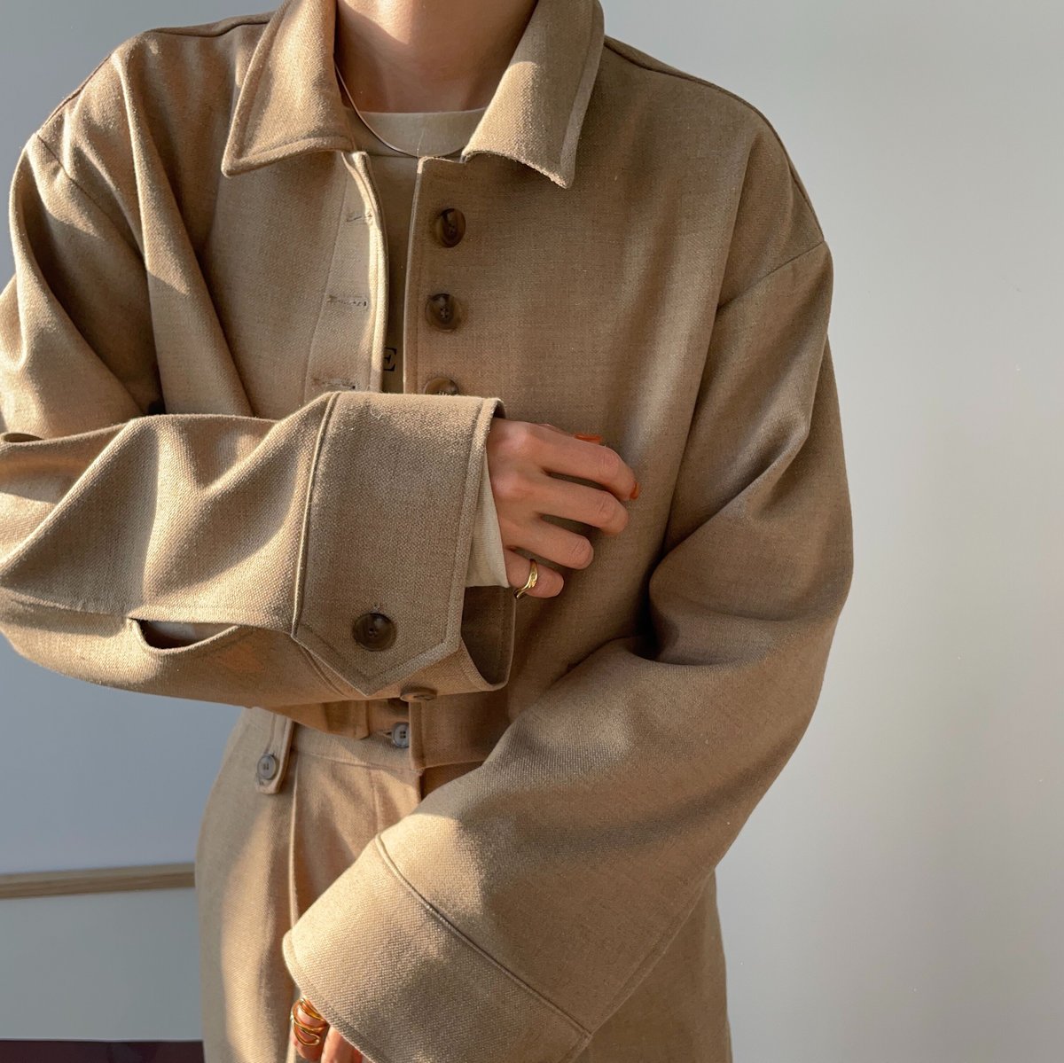 nokcha original】half minimal jacket/beige_no01 nokcha original】half minimal jacket/beige_no01