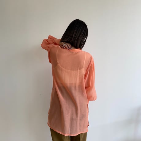 【nokcha original】2way volume sheer blouse/apricot orange_nb0046