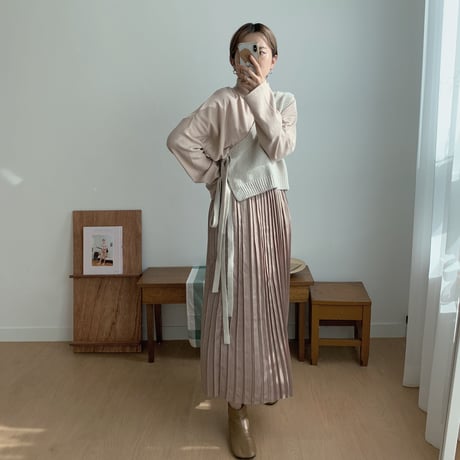✳︎予約販売✳︎shiny pleats skirt/2colors _ns0016