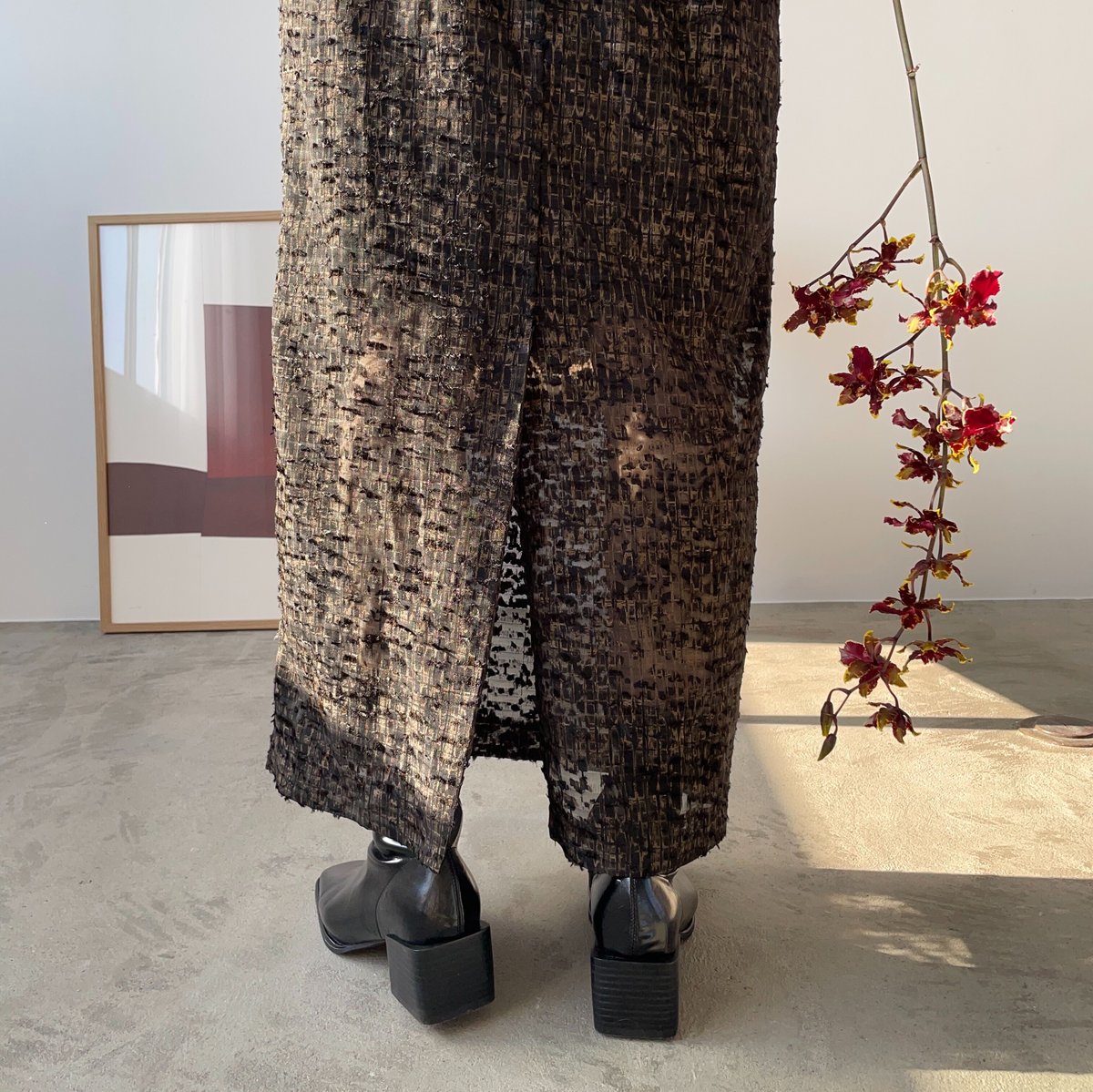 nokcha original】jacquard sheer dress/black_nd0