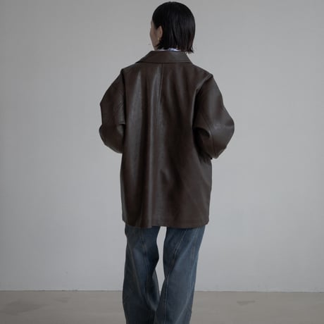 《予約販売》mannish middle leather like jacket/2colors(unisex)_no0397