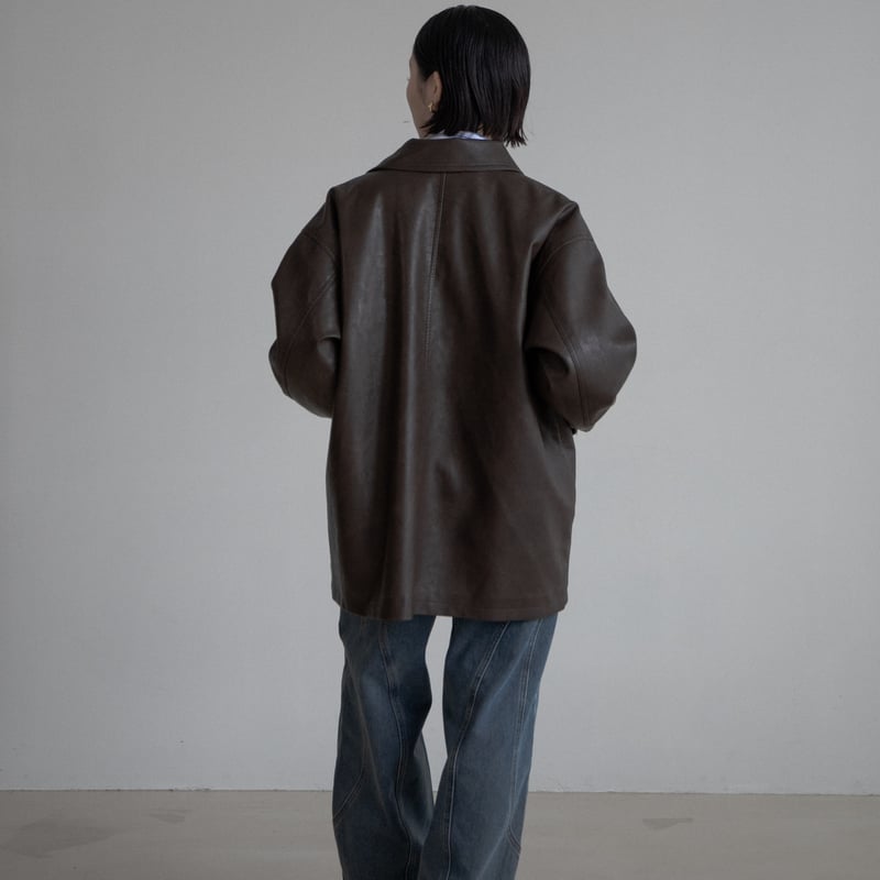 予約販売》mannish middle leather like jacket/2color 予約販売》mannish middle leather like jacket/2color