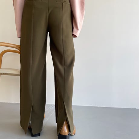 【nokcha original】back slit long pants/deep khaki_np0453