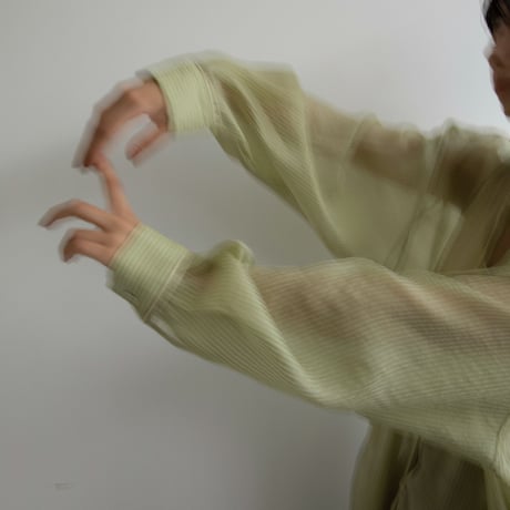【nokcha original】piping sheer blouse/light green_nb0056