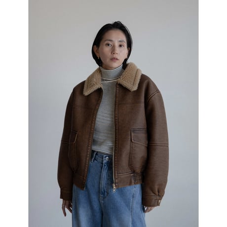 《予約販売》boa liner leather like jacket/2colors_no0411