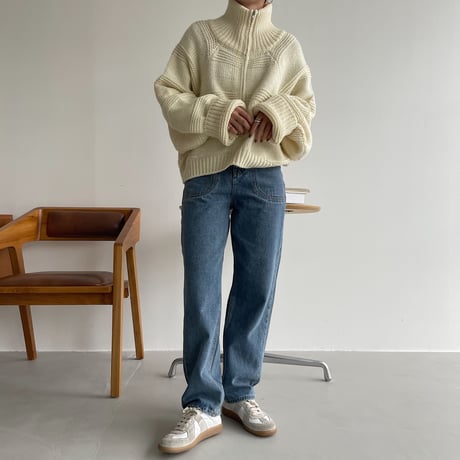 【nokcha original】zip up over knit/ivory_nt1174