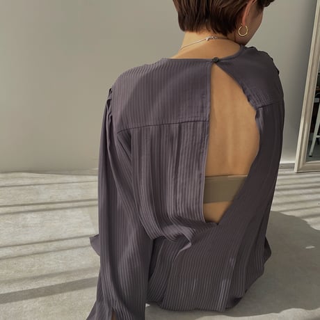 【nokcha original】back open pleats silky ops/charcoal_nd0096