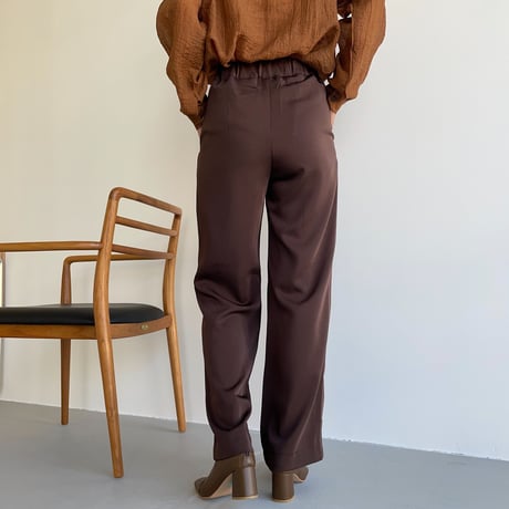 【nokcha original】satin slit pants/brown_np0456