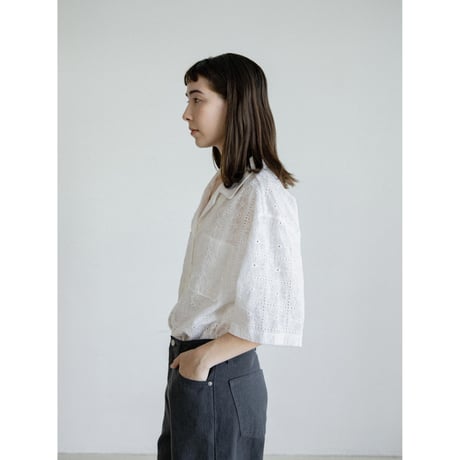 《予約販売》lacy open collar shirt/2colors_nb0380