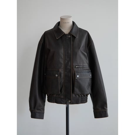 《予約販売》vintage like mannish fake leather jacket/2colors_no0424
