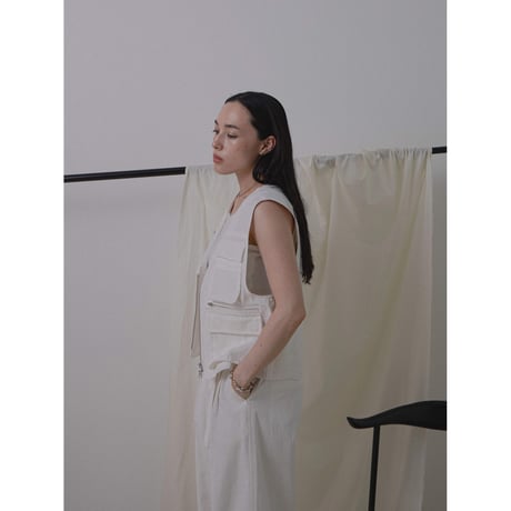 - AUTHENTIC series - mannish twill vest/white_an0007