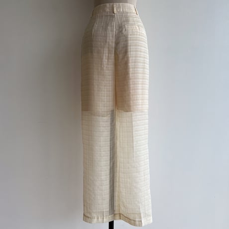 【nokcha original】check sheer pants/ivory_np0597