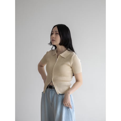 《予約販売》2way zip summer lib knit tops/2colors_nt2080