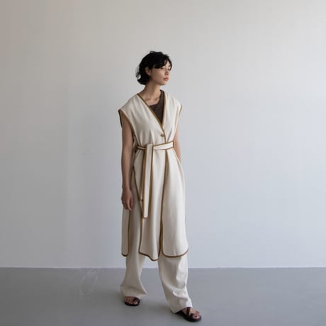 【nokcha original】2way long jilet/ivory_no0219