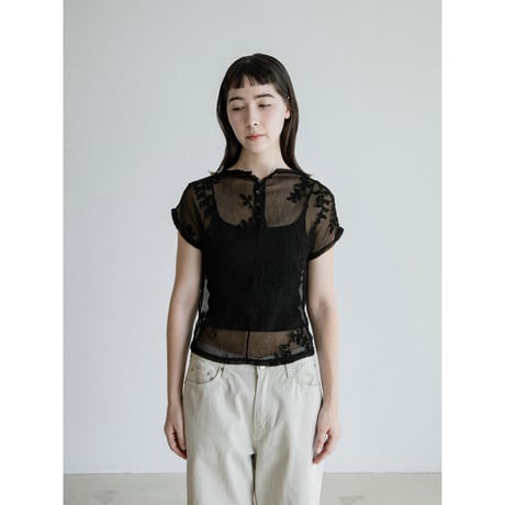 《予約販売》2way sheer jacquard blouse/2colors_nb0377