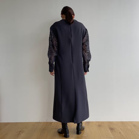 【nokcha original】sleeve dress/charcoal navy_nd0134