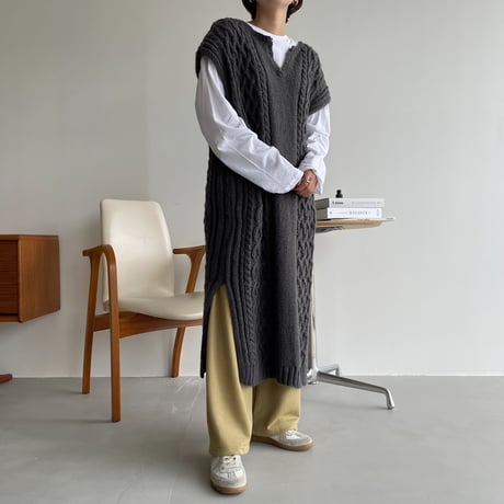 《予約販売》long knit vest/2colors_nt1090