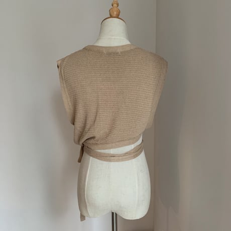 【nokcha original】thermal knit bustier/ beige_nt0455