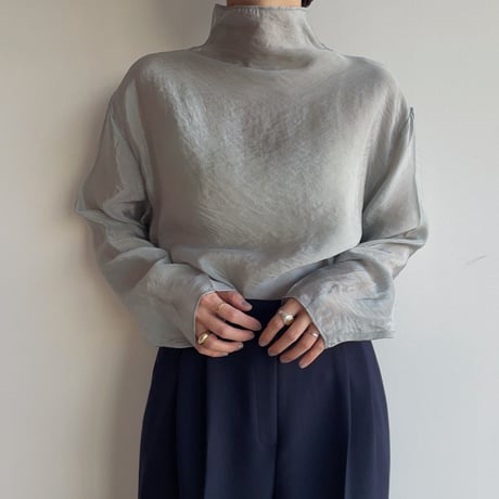 《予約販売》bottle neck sheer blouse/2colors_nb0214