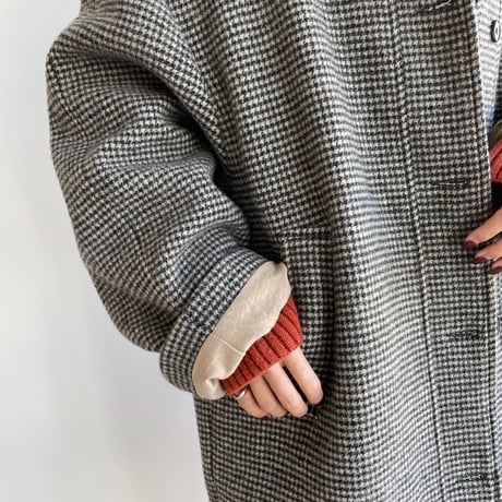 【nokcha original】hounds tooth check coat/black_no0174