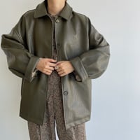 【nokcha original】eco leather over jacket/deep khaki_no0164