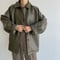 【nokcha original】eco leather over jacket/deep khaki_no0164