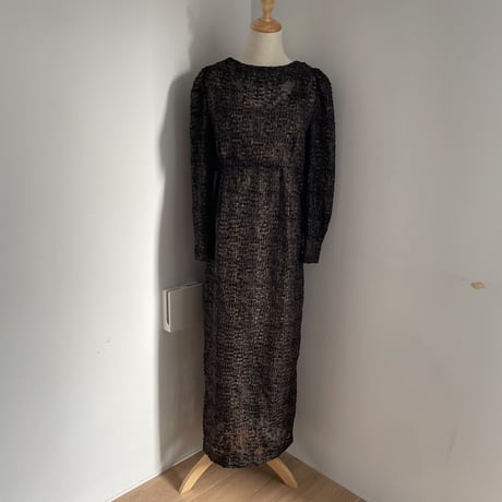 【nokcha original】jacquard sheer dress/black_nd0093