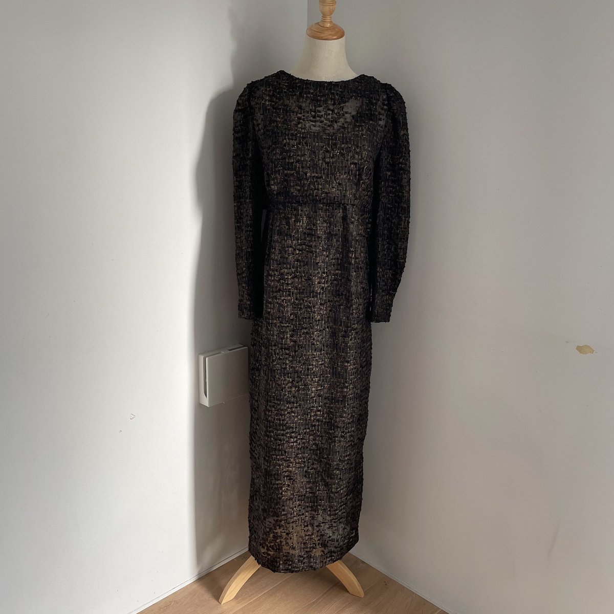 nokcha オケージョンドレス nokcha original】jacquard sheer dress/black_nd0