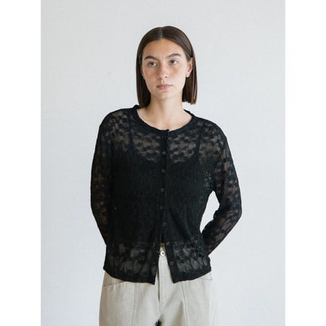 《予約販売》jacquard sheer no collar cardigan/2colors_nt2566